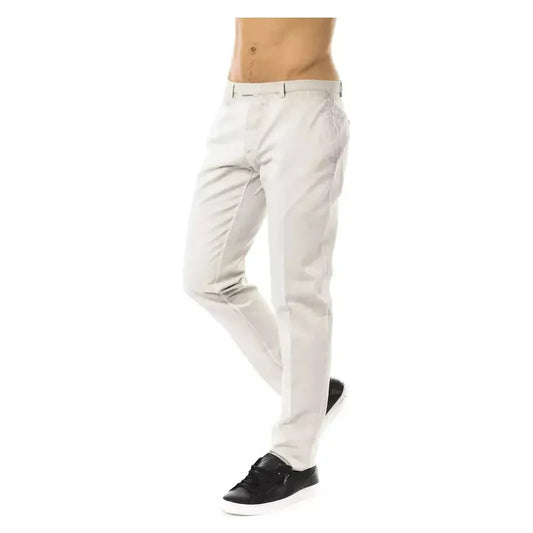 Uominitaliani Gray Cotton Men's Casual Pant Jeans & Pants Uominitaliani Light Gray