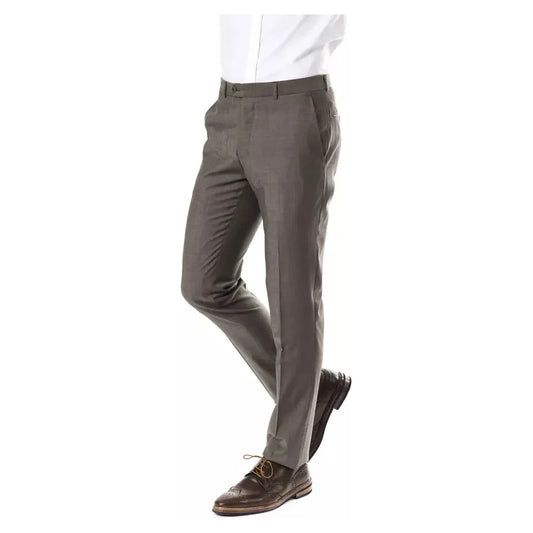 Uominitaliani Gray Wool Mens Pants Uominitaliani Dark Olive Green