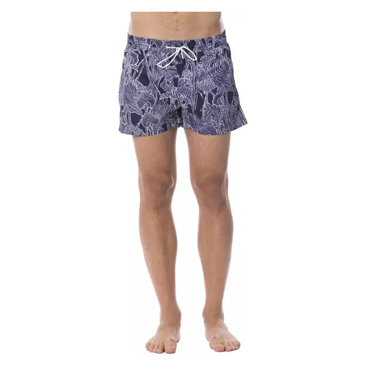 Roberto Cavalli Sport Blue Polyester Men Swimsuit Roberto Cavalli Sport Rosy Brown