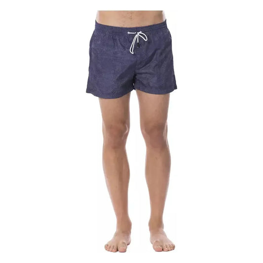 Roberto Cavalli Sport Blue Polyester Men's Swim Trunk Roberto Cavalli Sport Rosy Brown
