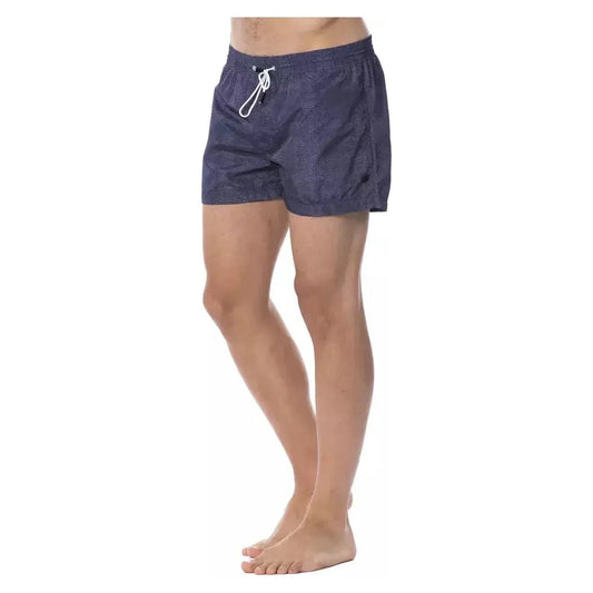 Roberto Cavalli Sport Blue Polyester Men's Swim Trunk Roberto Cavalli Sport Rosy Brown