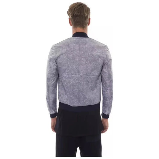 Nicolo Tonetto Gray Polyester Men's Bomber Jacket Coats & Jackets Nicolo Tonetto Light Slate Gray