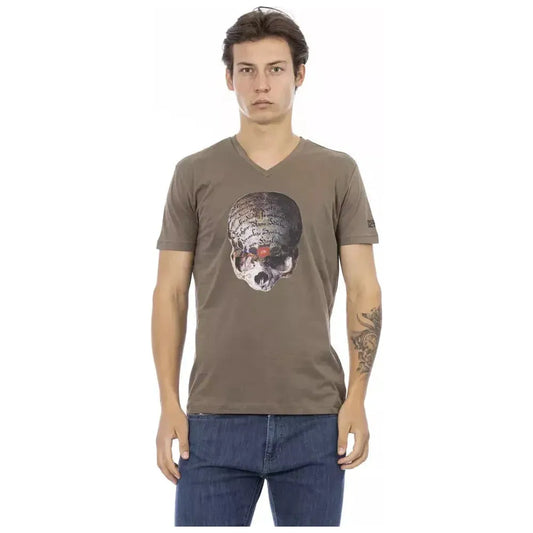 Trussardi Action Brown Cotton Men T-Shirt Trussardi Action Dim Gray