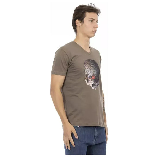 Trussardi Action Brown Cotton Men T-Shirt Trussardi Action Dim Gray
