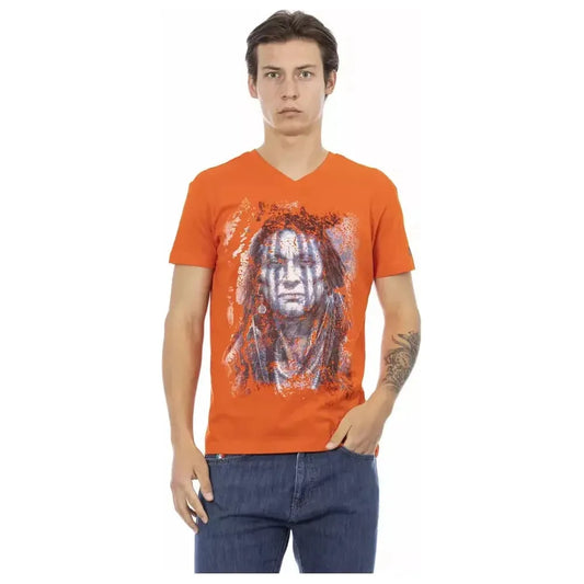 Trussardi Action Orange Cotton Men T-Shirt Trussardi Action Chocolate