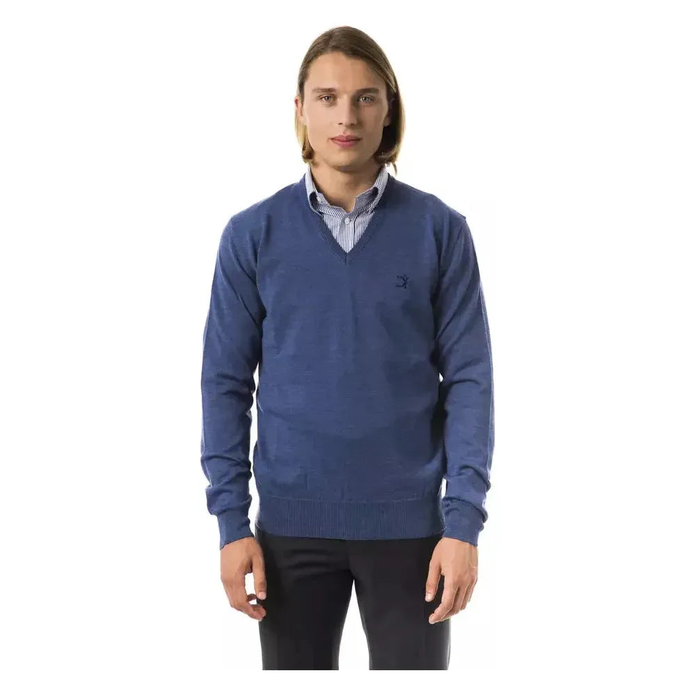 Uominitaliani Blue Merino Wool Sweater