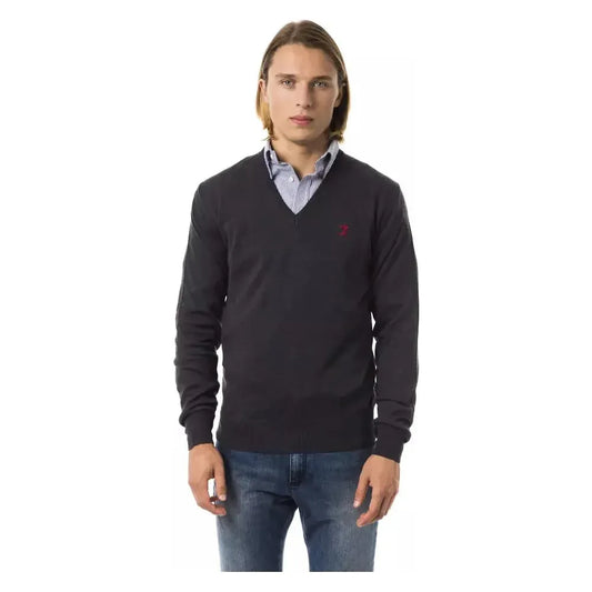 Uominitaliani Gray Merino Wool Men Sweater Uominitaliani Dark Slate Gray