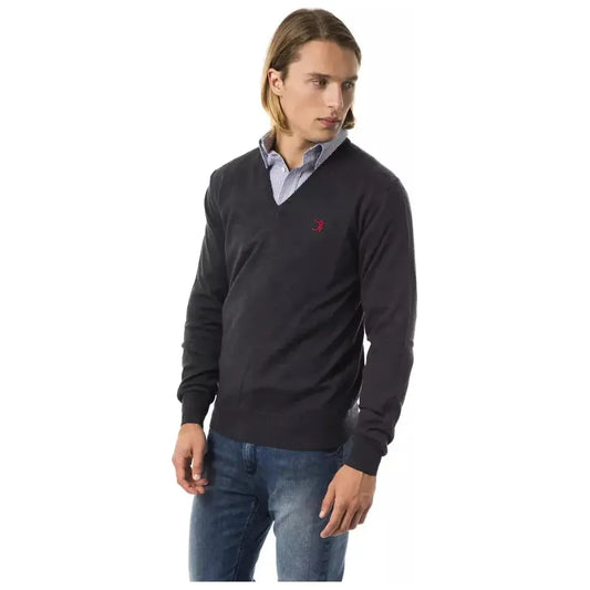 Uominitaliani Gray Merino Wool Men Sweater Uominitaliani Dark Slate Gray