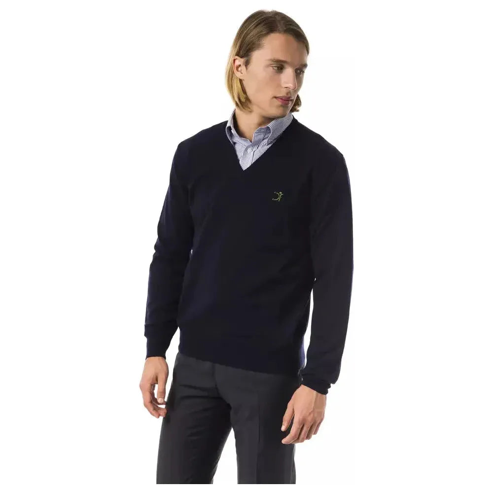 Uominitaliani Blue Merino Wool Sweater