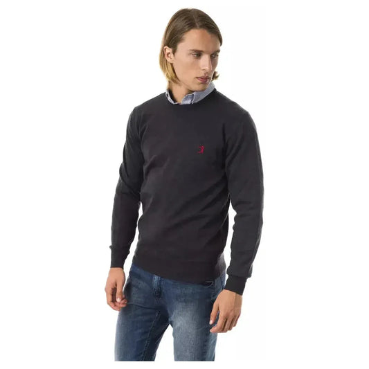 Uominitaliani Gray Merino Wool Men Sweater Uominitaliani Dark Slate Gray