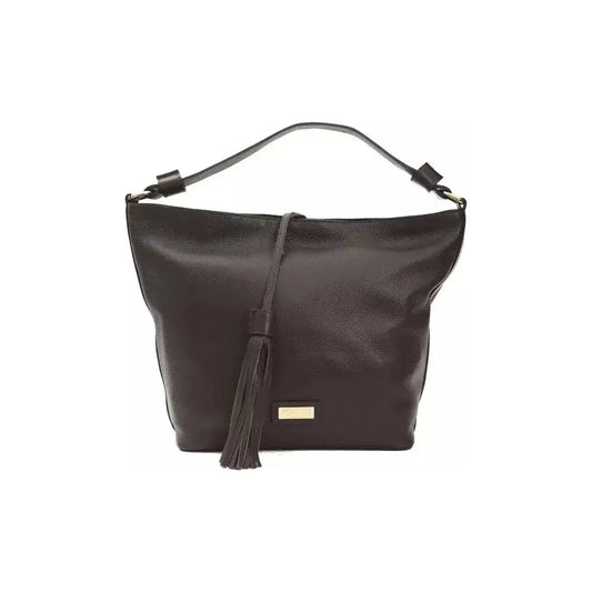 Pompei Donatella Brown Leather Women Shoulder Bag WOMAN SHOULDER BAGS Pompei Donatella Dark Slate Gray