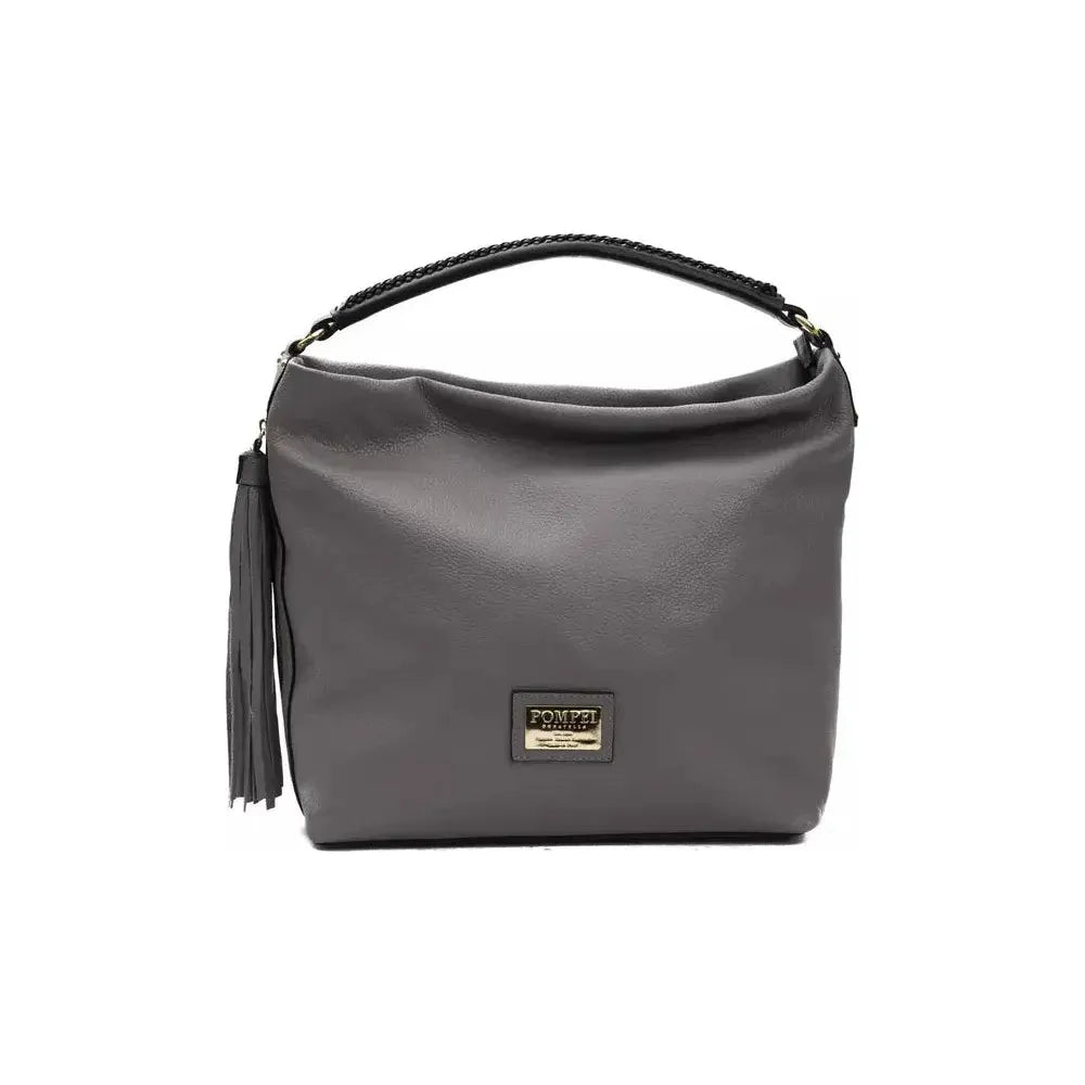 Pompei Donatella Gray Leather Shoulder Bag