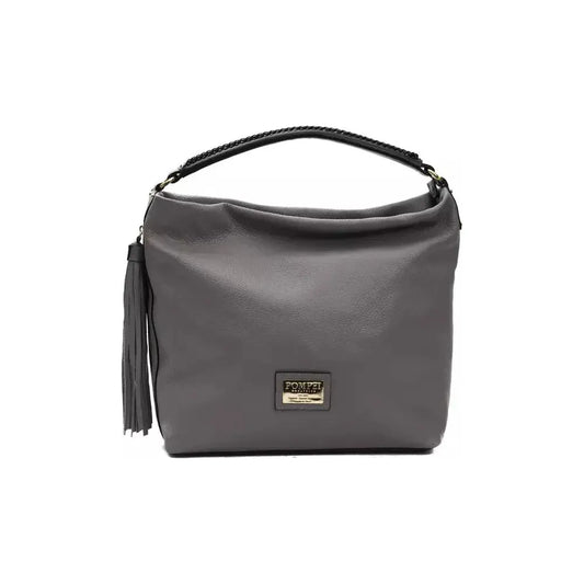Pompei Donatella Gray Leather Women Shoulder Bag WOMAN SHOULDER BAGS Pompei Donatella Dim Gray