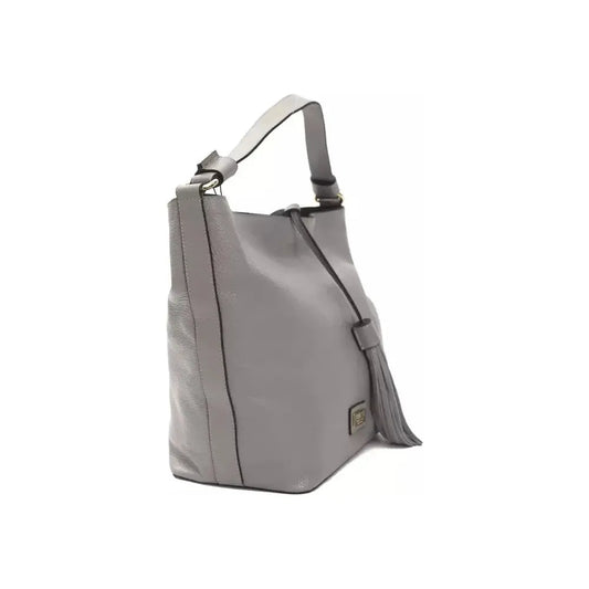 Pompei Donatella Gray Leather Women Shoulder Bag WOMAN SHOULDER BAGS Pompei Donatella Light Slate Gray