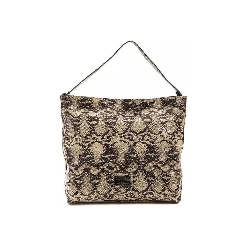 Pompei Donatella Gray Leather Shoulder Bag