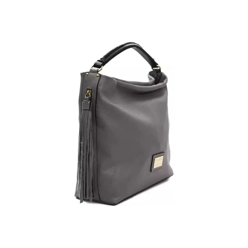Pompei Donatella Gray Leather Shoulder Bag