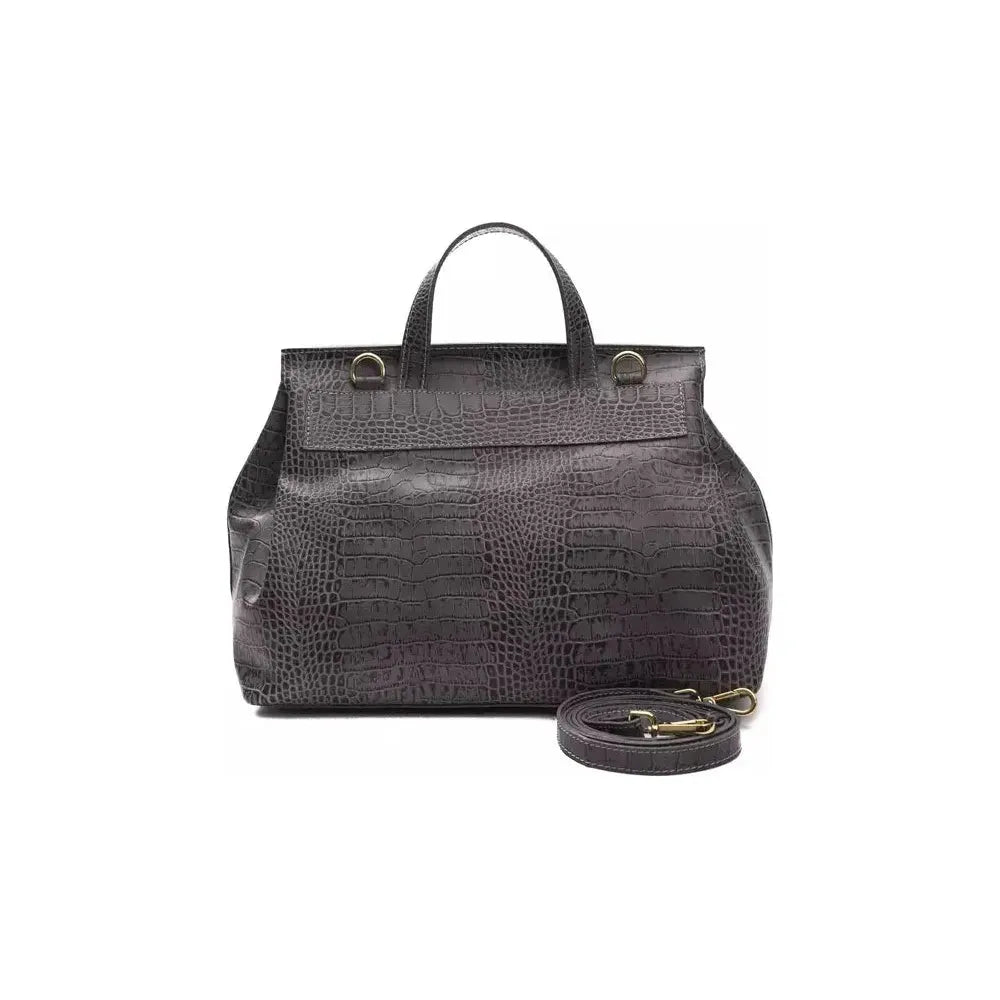 Pompei Donatella Gray Leather Shoulder Bag