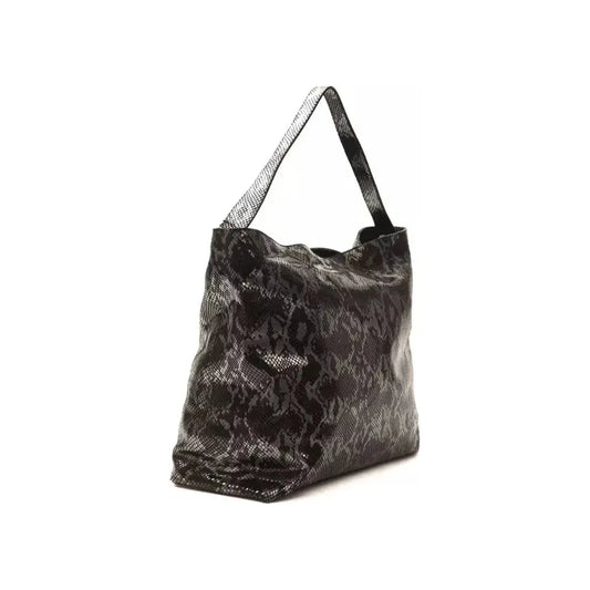 Pompei Donatella Gray Leather Women Shoulder Bag Pompei Donatella Dark Slate Gray
