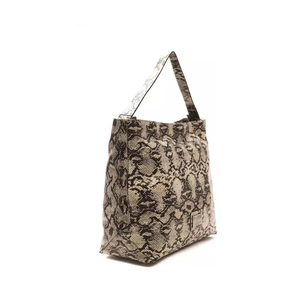 Pompei Donatella Gray Leather Shoulder Bag