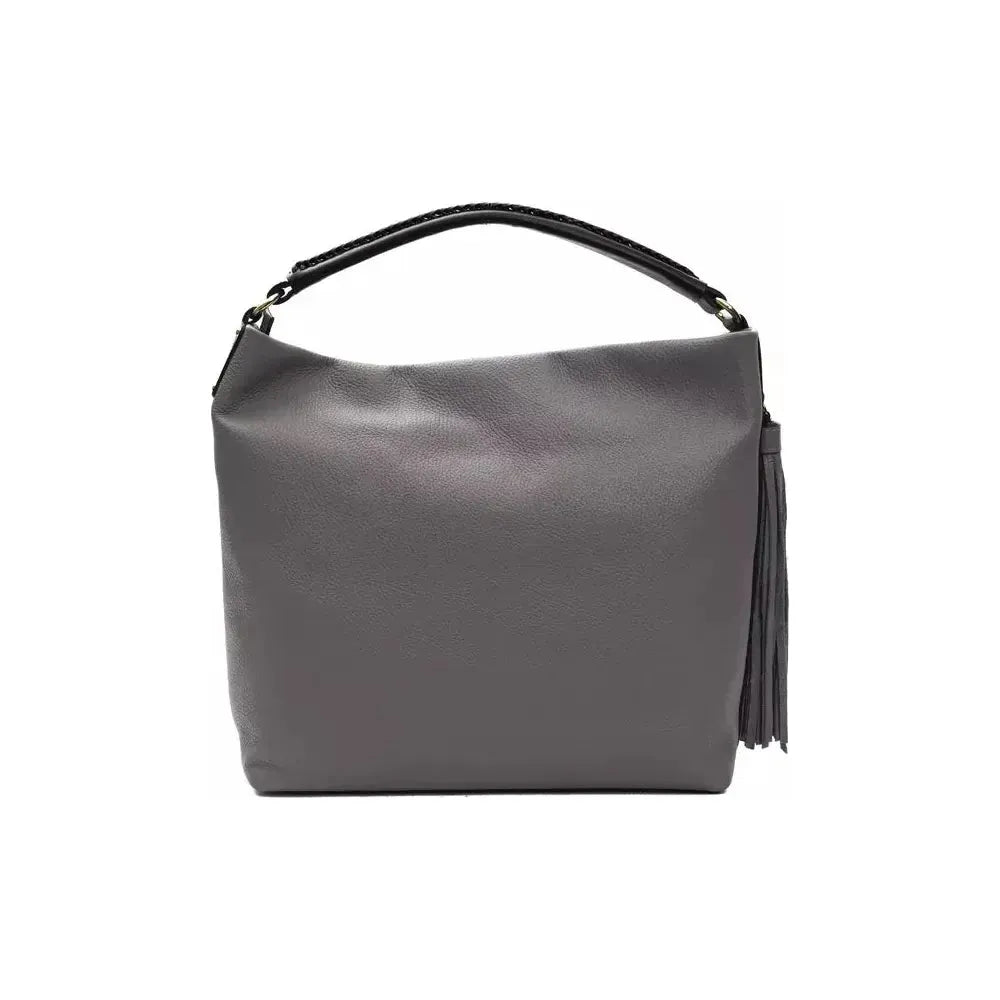 Pompei Donatella Gray Leather Shoulder Bag