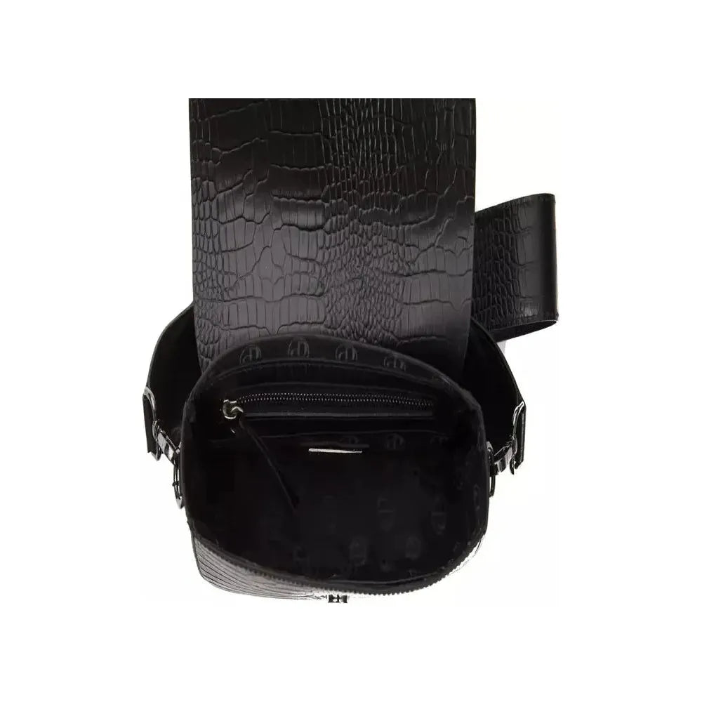 Pompei Donatella Black Leather Crossbody Bag