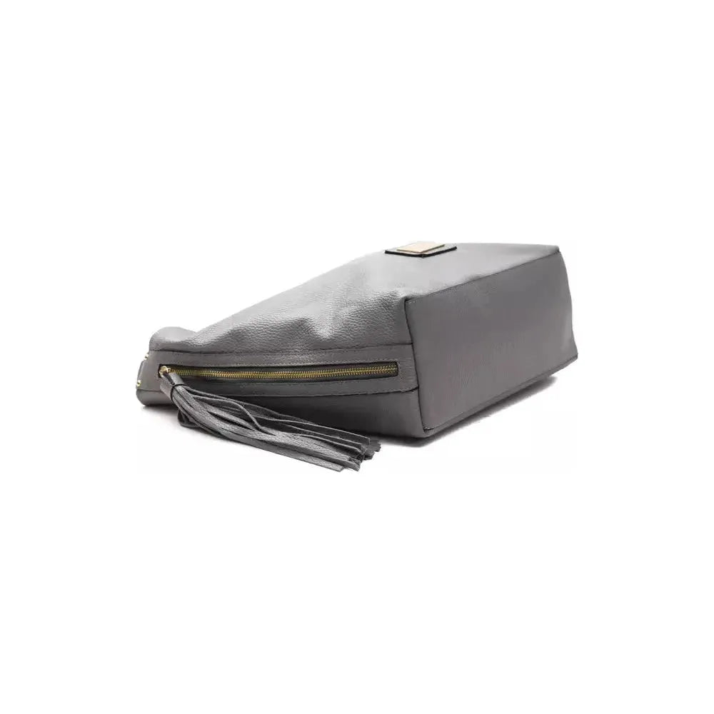 Pompei Donatella Gray Leather Shoulder Bag