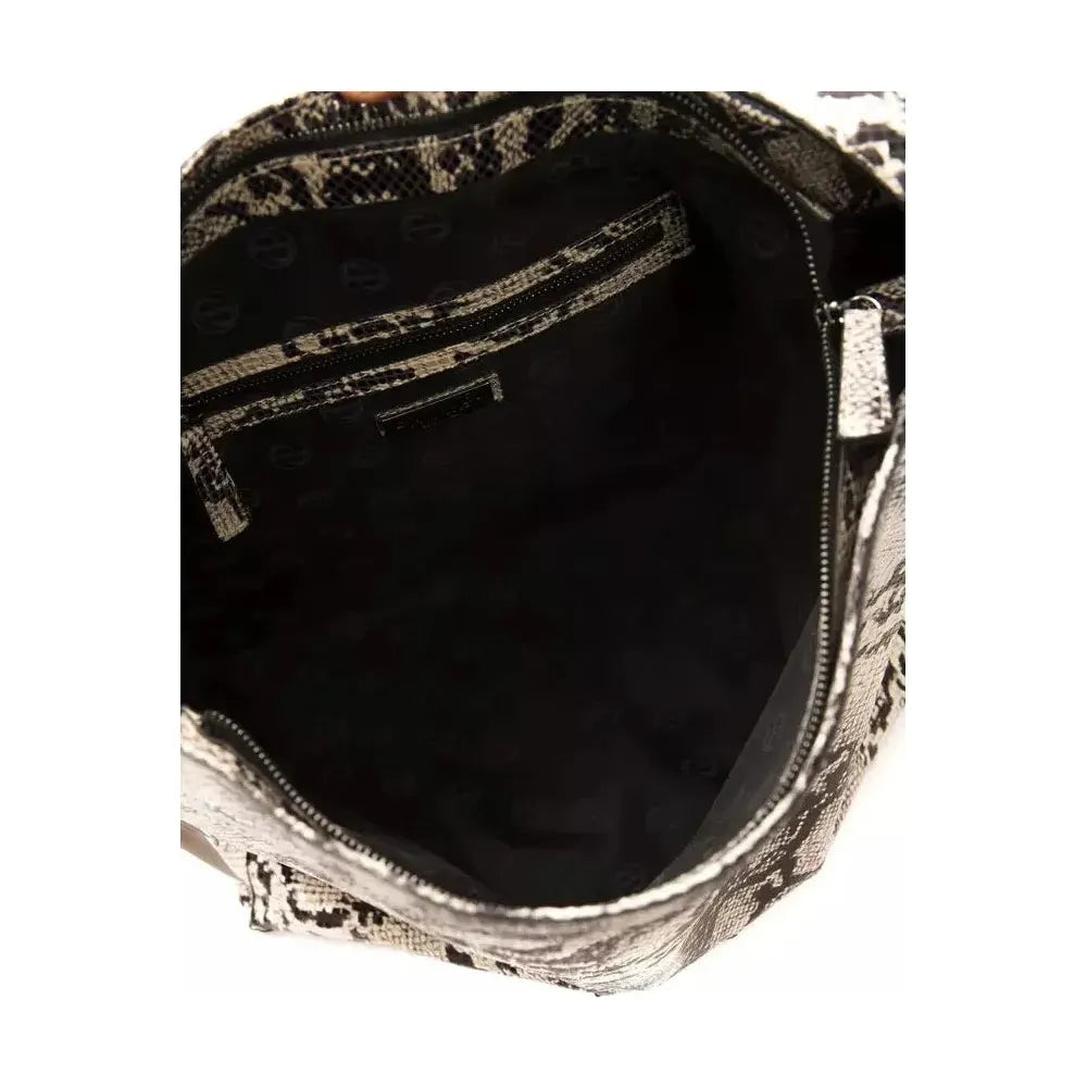 Pompei Donatella Gray Leather Shoulder Bag