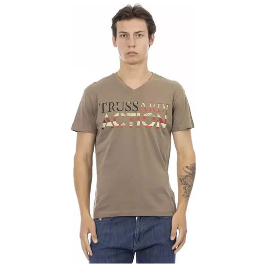 Trussardi Action Brown Cotton Men T-Shirt Trussardi Action Rosy Brown