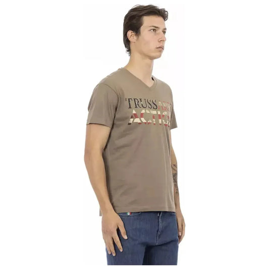 Trussardi Action Brown Cotton Men T-Shirt Trussardi Action Rosy Brown