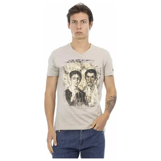 Trussardi Action Beige Cotton Men T-Shirt Trussardi Action Gray