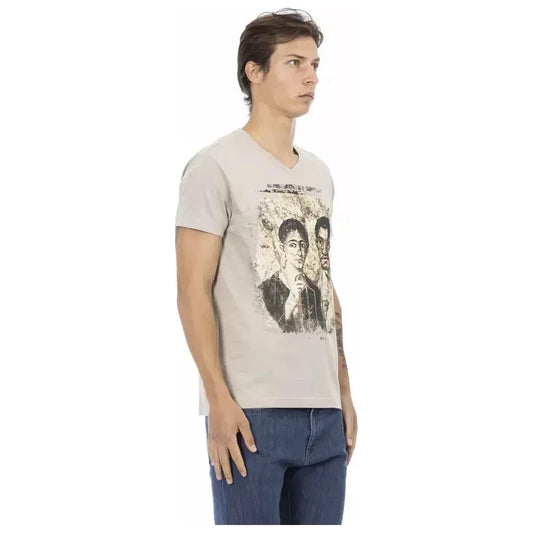 Trussardi Action Beige Cotton Men T-Shirt Trussardi Action Light Gray