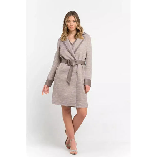 Trussardi Beige Cotton Women Coat Dress Trussardi Lavender
