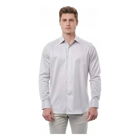 Bagutta White Cotton Men Shirt Bagutta Gray