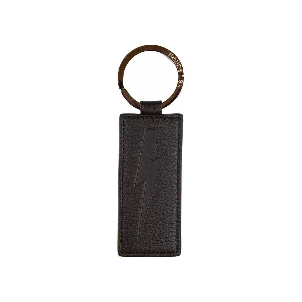 Neil Barrett Black Leather Men Keychain