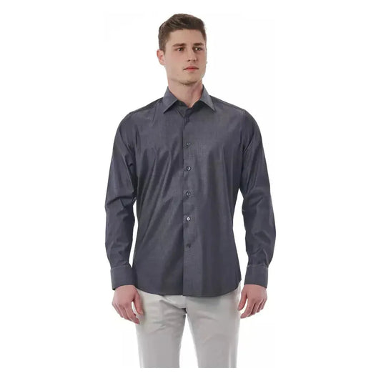 Bagutta "Gray Cotton Men's Shirt" Bagutta Dark Slate Gray