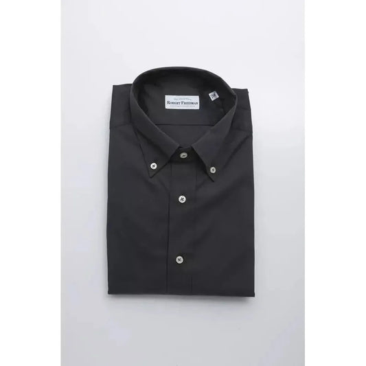 Robert Friedman Gray Cotton Men Shirt Robert Friedman Dark Slate Gray