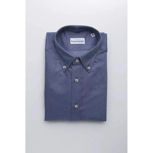 Robert Friedman Blue Cotton Men Shirt Robert Friedman Light Gray