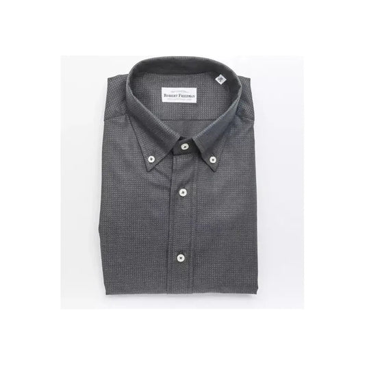 Robert Friedman Green Cotton Men Shirt Robert Friedman White Smoke