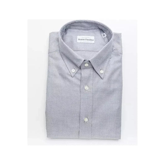 Robert Friedman Beige Cotton Men Shirt Robert Friedman Light Gray