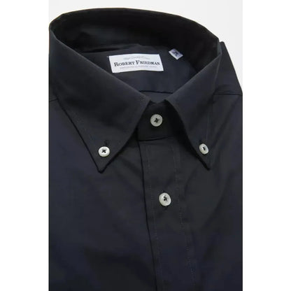 Robert Friedman Black Cotton Men Shirt 1728,67345744032,Black,Clothing,Dress Shirts - Shirts - Clothing,IT44 | XS,L,M,Men,Men - Clothing,New with tags,Robert Friedman,Shirts - Clothing,Shirts - Men - Clothing,XL