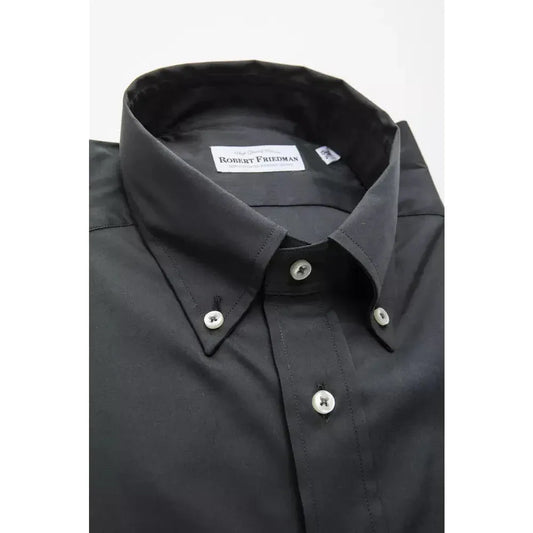 Robert Friedman Gray Cotton Men Shirt Robert Friedman Dark Slate Gray