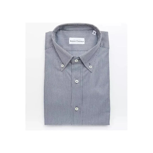 Robert Friedman Blue Cotton Men Shirt Robert Friedman Dark Slate Gray