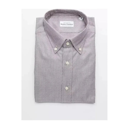 Robert Friedman Beige Cotton Men Shirt Robert Friedman Light Gray
