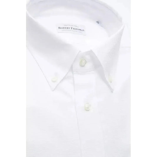 Robert Friedman White Cotton Men Shirt Robert Friedman White Smoke