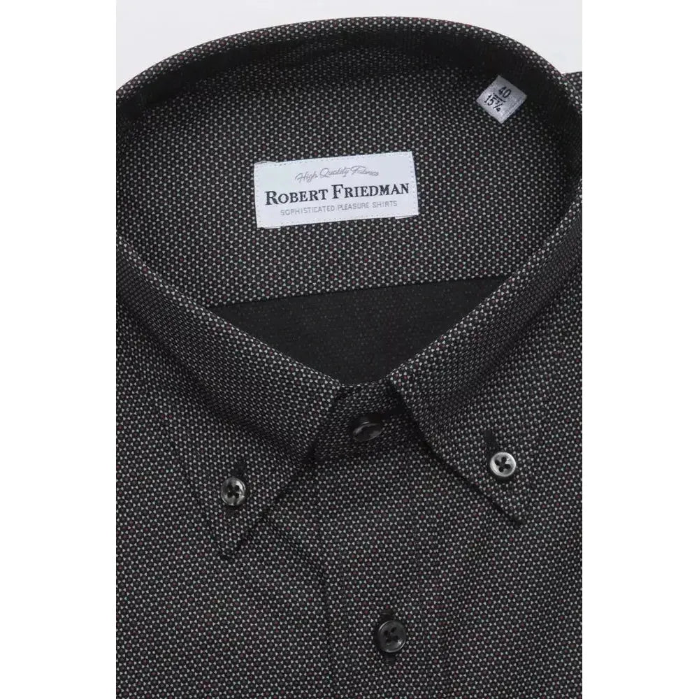 Robert Friedman Black Cotton Men's Shirt RO-20459-M