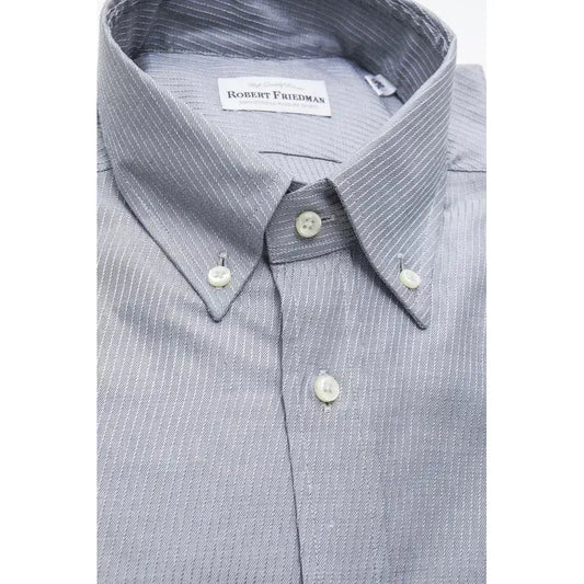 Robert Friedman Beige Cotton Men Shirt Robert Friedman Gray
