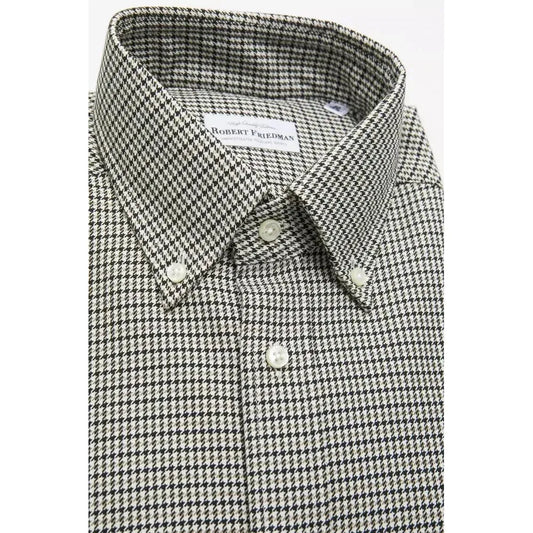 Robert Friedman Beige Cotton Men Shirt Robert Friedman Light Gray