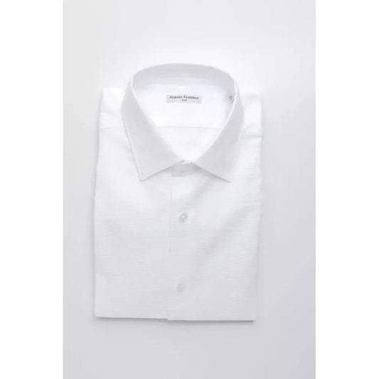 Robert Friedman White Cotton Men Shirt Robert Friedman Lavender