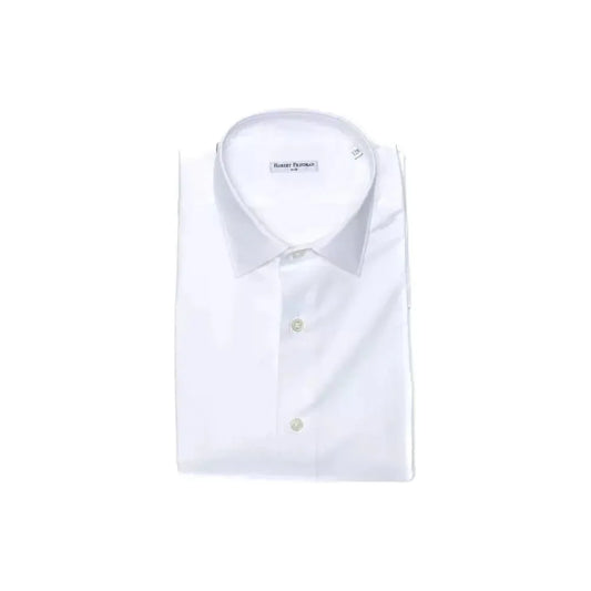Robert Friedman White Cotton Men Shirt Robert Friedman Lavender