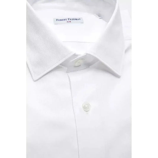 Robert Friedman White Cotton Men Shirt Robert Friedman Lavender